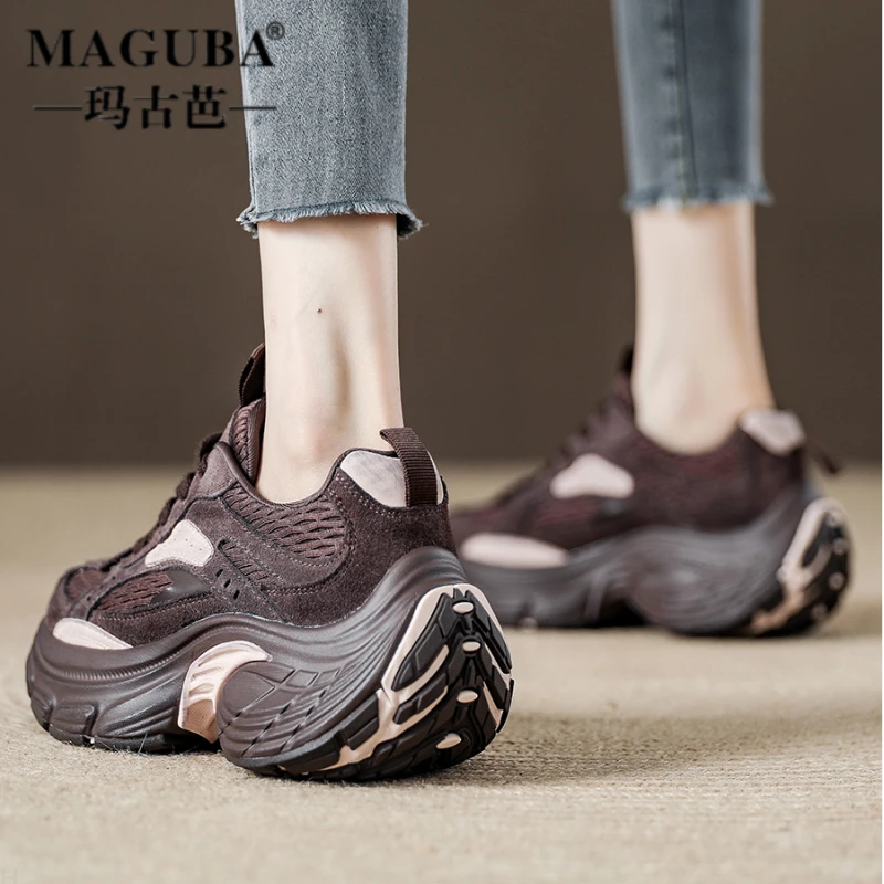 MAGUBA/玛古芭擦色复古老爹鞋女厚底增高女鞋2025新款运动休闲鞋