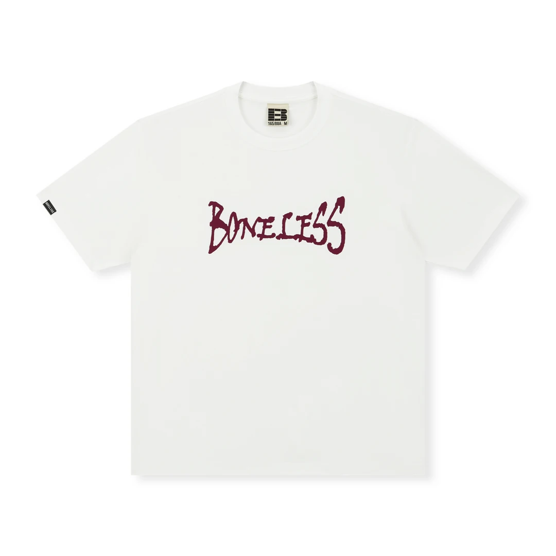 BONELESS个性涂鸦字母印花短袖圆领百搭T恤