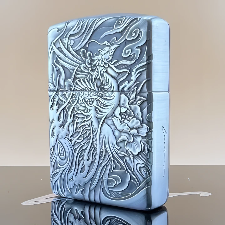 ZIPPO/之宝打火机凤凰925银盔甲浮雕防风煤油男友个性礼盒正DYJ1