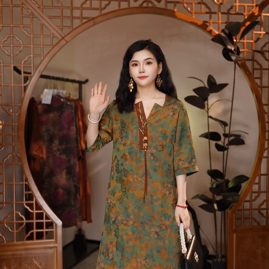 【斐韵】新中式宽松国风气质连衣裙7312