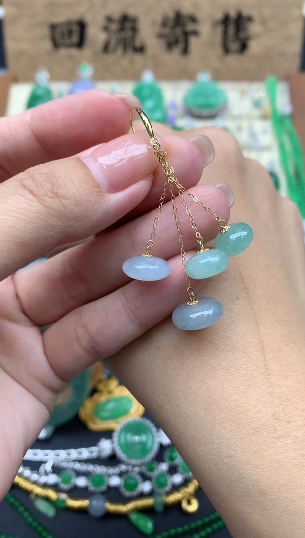 【闪购商品】翡翠耳饰18K金镶嵌197--中国好珍宝