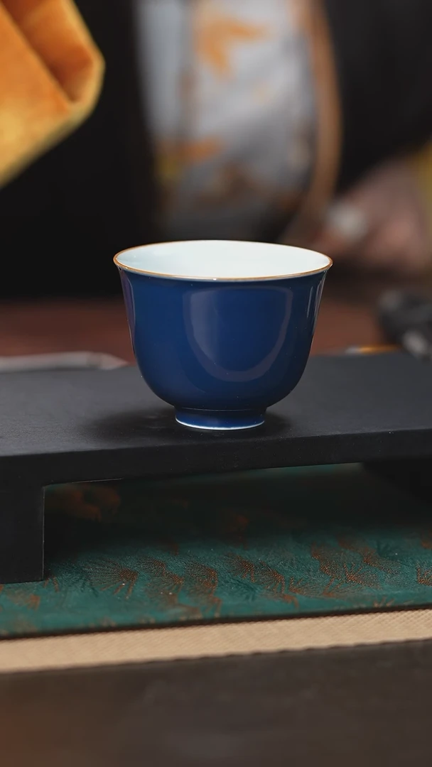 【闪购商品】摆件耕道堂霁蓝花神杯