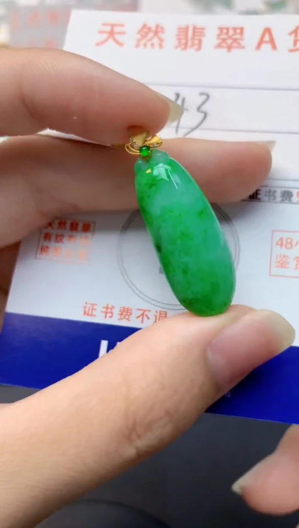 颈饰18K金镶嵌翡翠天然缅甸A货翡翠