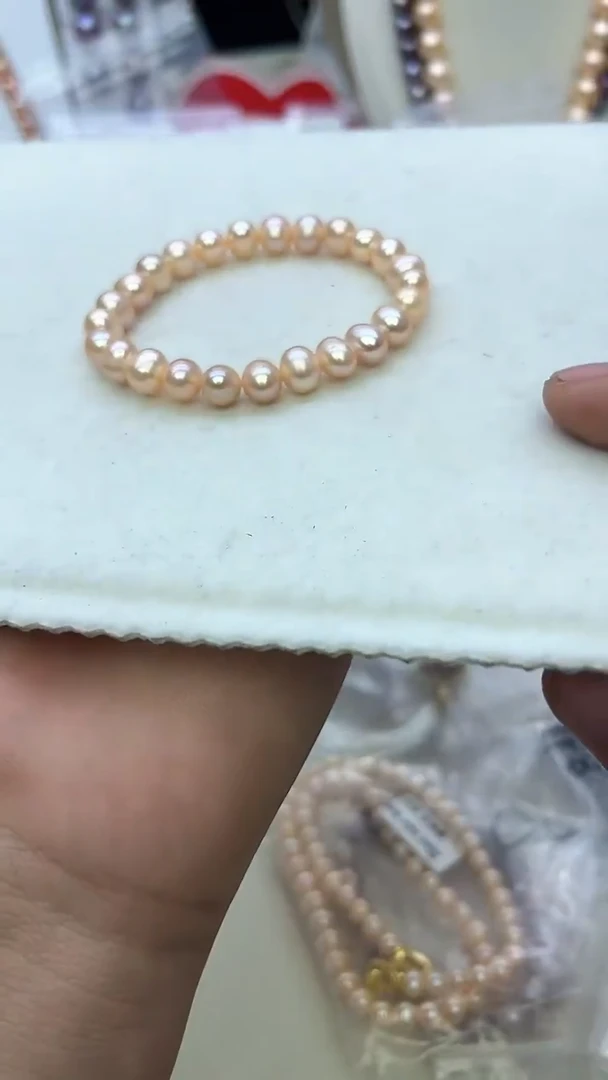 未镶嵌手链淡水珍珠中国红手链8-9mm