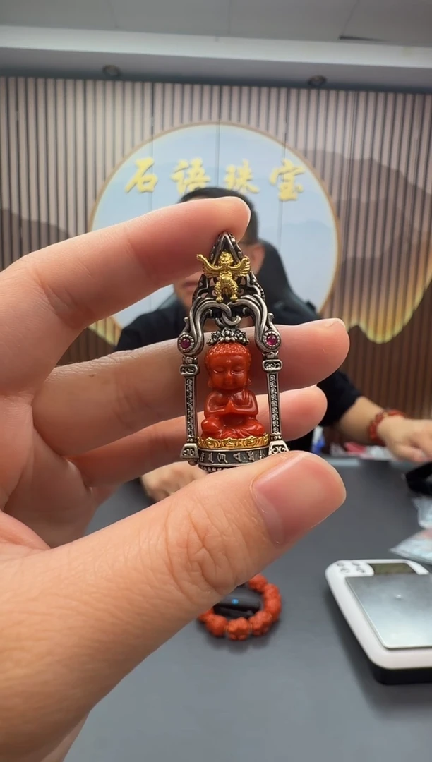 银S925镶嵌雕刻南红玛瑙016ZB1014产品一个