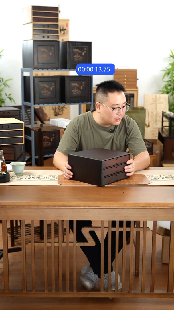 竹楠竹三层茶品盒子平