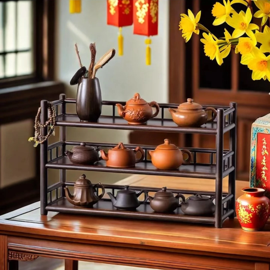 【60长观澜】中式桌面置物架壶杯架收纳架茶室茶壶紫砂壶茶叶架茶台