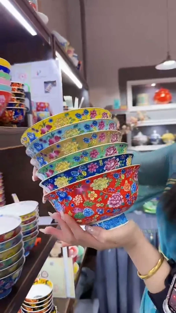 瓷片7英寸面碗6个景德镇陶瓷