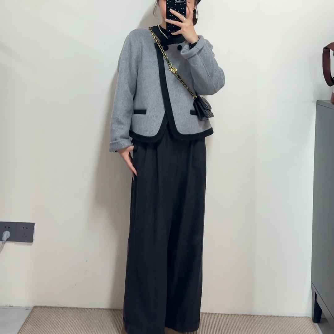 【小个子】冬季轻薄款休闲百搭时尚羊毛毛呢外套609