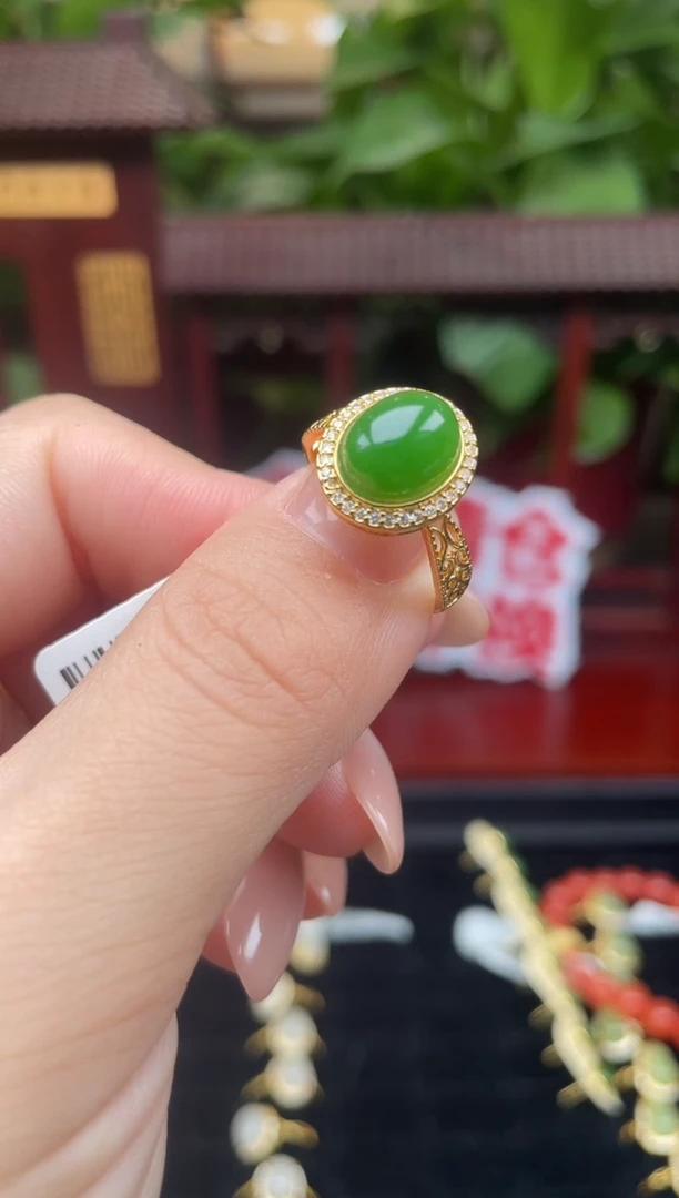 银S925镶嵌戒指和田玉戒指多样性发其一B004