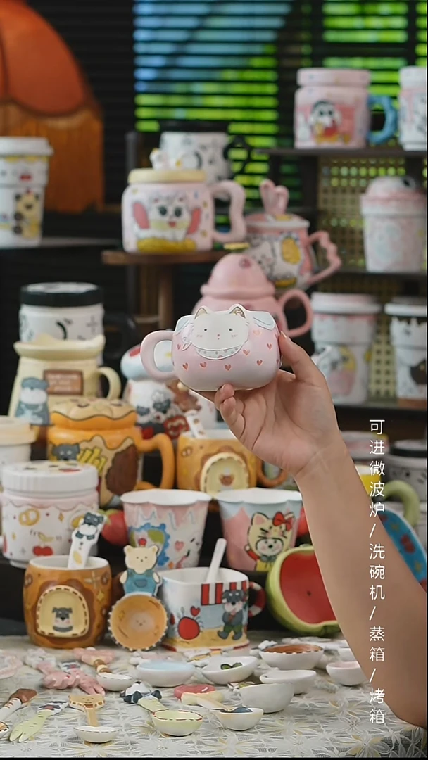 杯子景德镇高温釉下彩纯手绘创意瓷