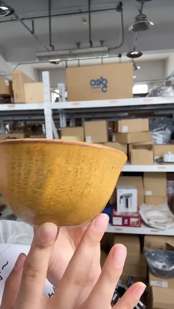 1万古烧 黄色纹理米饭碗