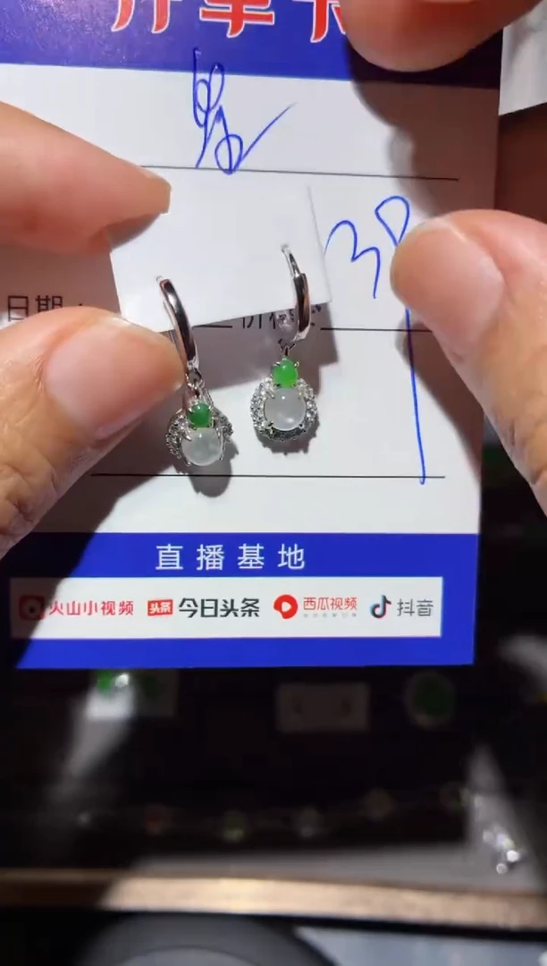 银S925镶嵌翡翠耳饰?**✨星月