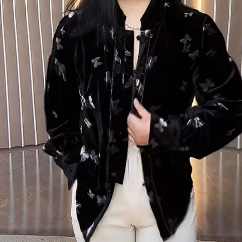 【微瑕】春季新款高级定制气质中式复古蝴蝶花外披女