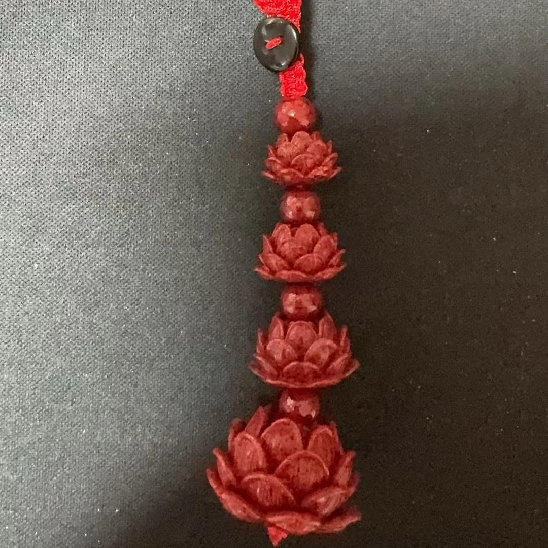 含辰砂工艺品晶体砂莲花吊坠挂件可做钥匙扣包挂