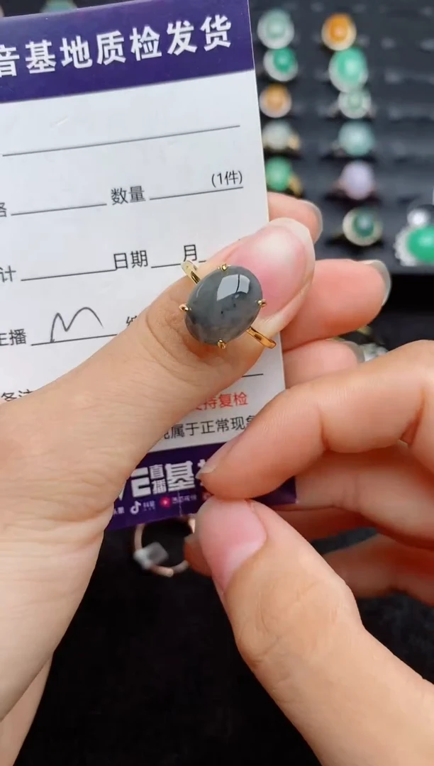 银S925镶嵌戒指翡翠...