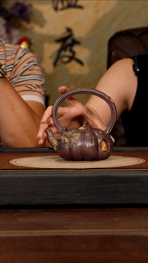 茶壶紫砂宜兴紫砂CYL 紫御砂  南瓜提梁