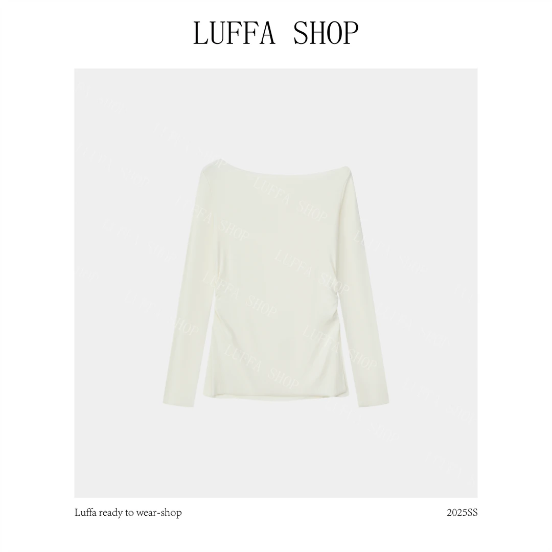 【Luffa shop】“素肩漫影”休闲设计百搭气质高弹T恤TX20250823