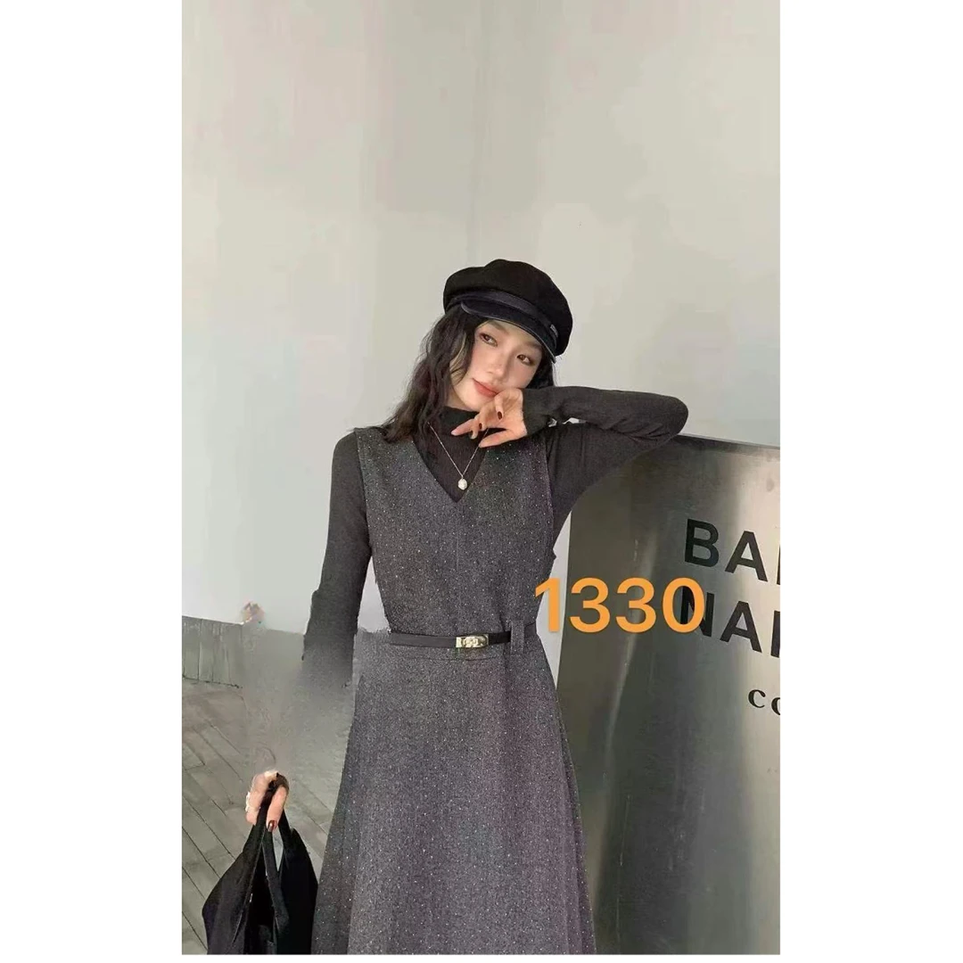 春季修身收腰百搭显瘦网红法式气质套装HJ-1526长袖时尚长袖轻奢