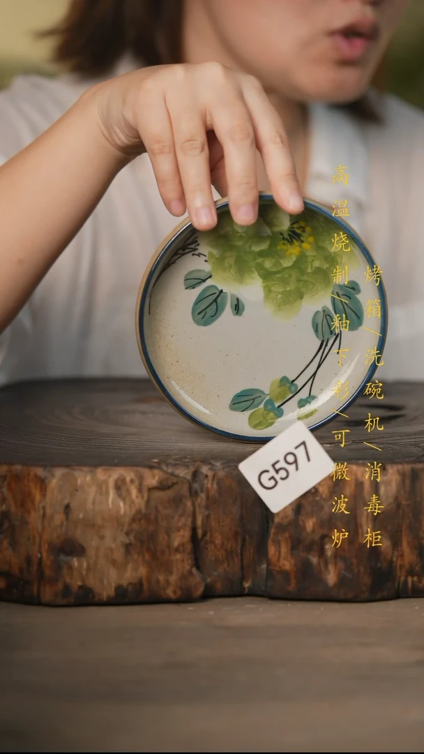 瓷片景德镇高温釉下彩可微波烤箱洗碗机597