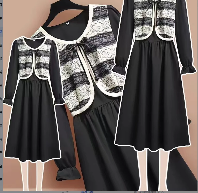 K510  圆领中式连衣裙磨破长裙连衣裙长袖娃娃领athflow风