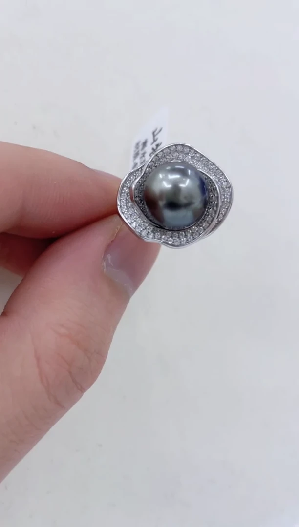 银S925镶嵌戒指海水珍珠