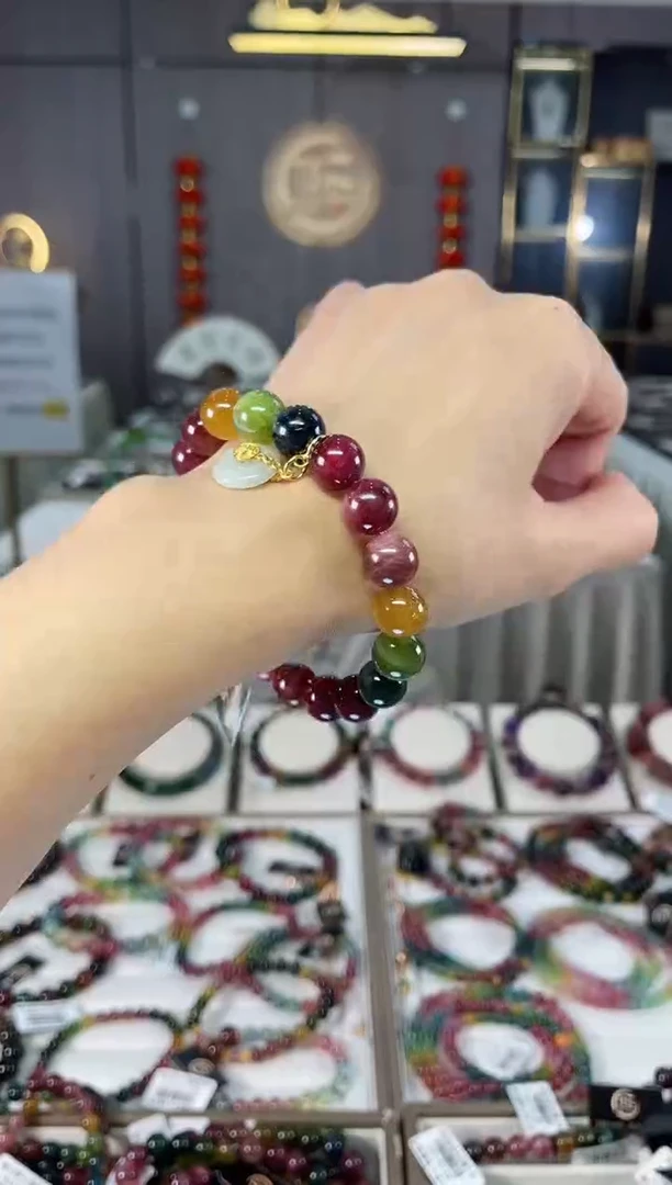 老矿碧玺单圈手串10mm+未镶嵌碧玺多样性发货一条 hon