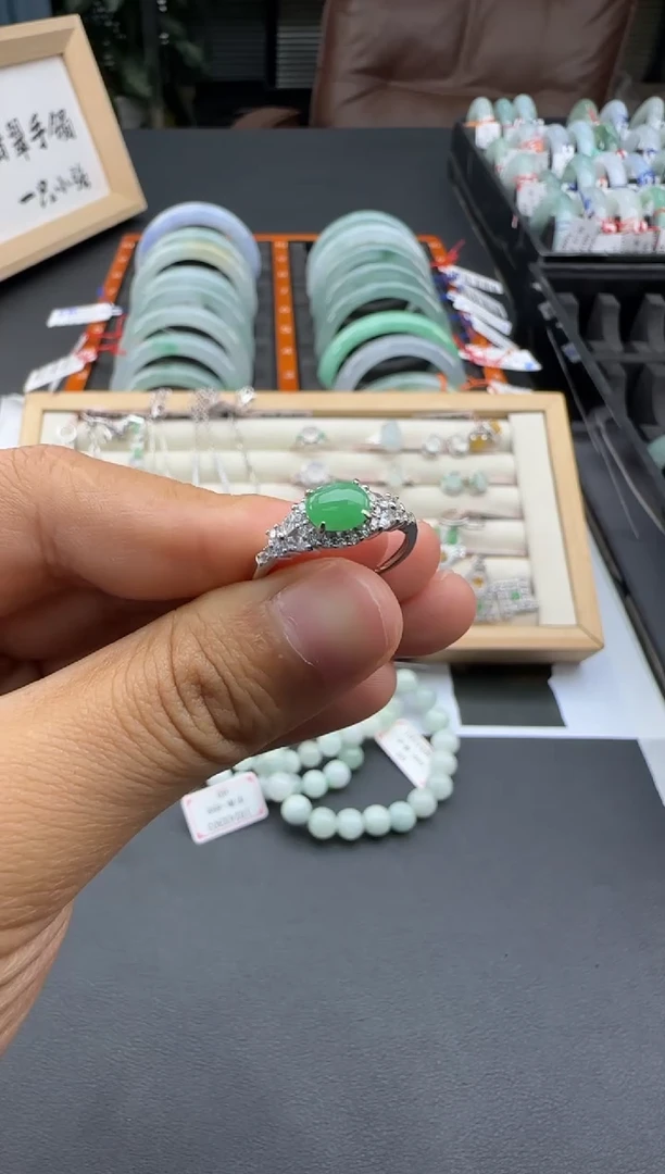 银S925镶嵌戒指翡翠1102SS13