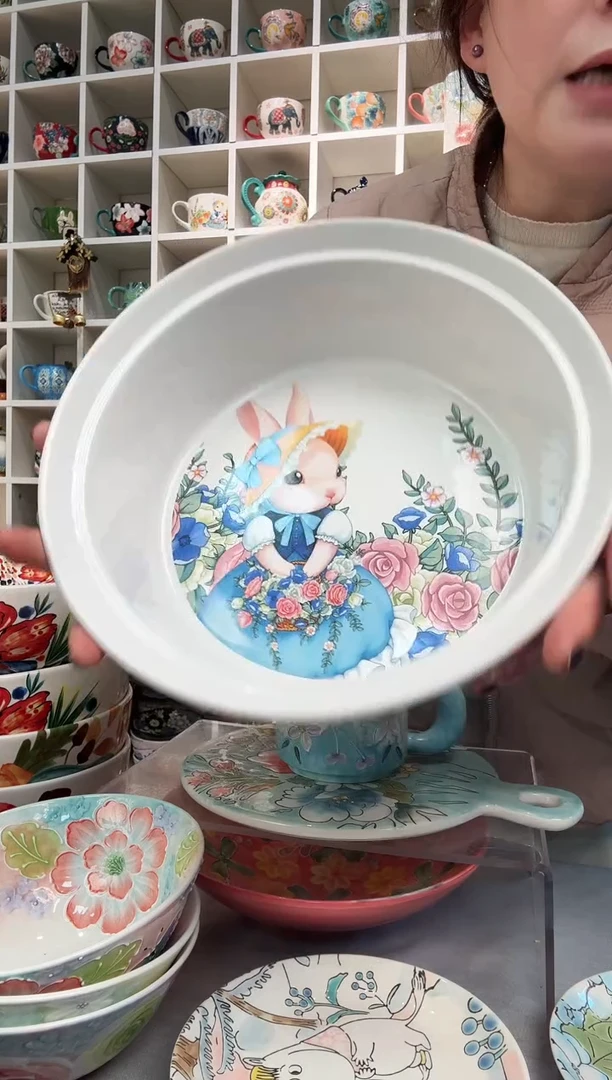 瓷片10英寸南瓜兔烤碗一只