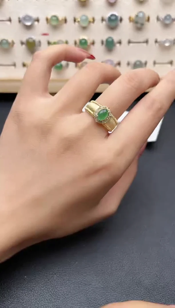 【闪购商品】翡翠戒指银S925镶嵌一物一证一礼盒