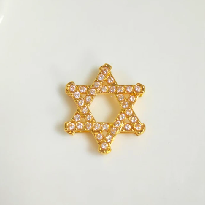 【媛媛】18K金闪耀星辰六芒星吊坠配件卡约17*19mm