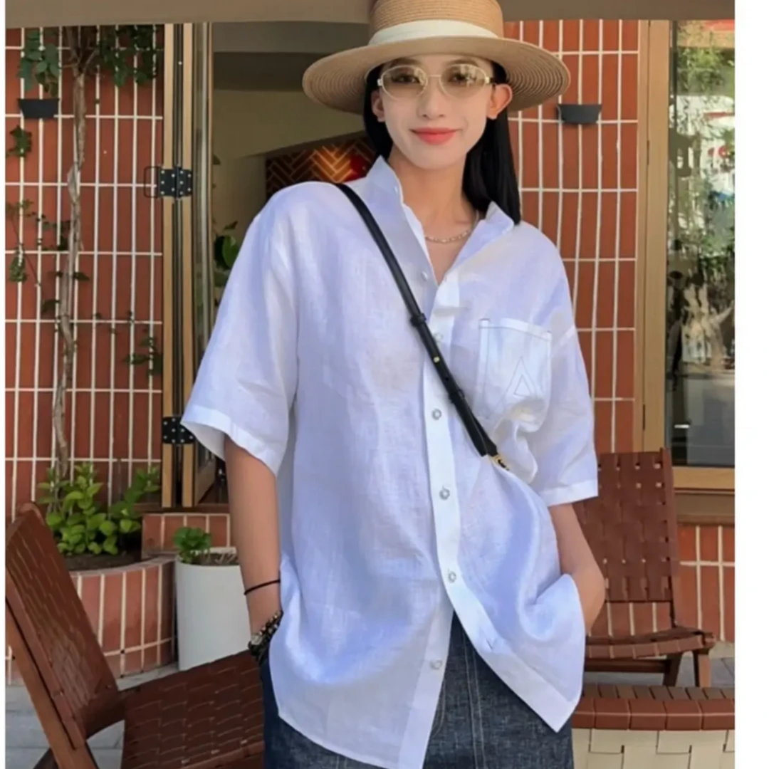 AMASS/阿玛施时尚随性新中式小立领圆领麻衬衣 530060