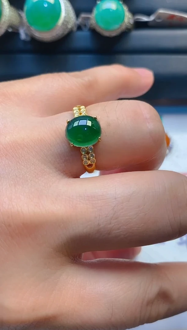 【闪购商品】翡翠耳饰银S925镶嵌天然A货翡翠1