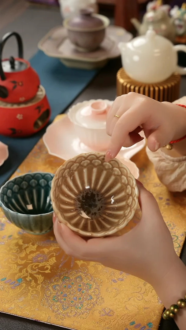 青云茶斋陶瓷茶具咖色碗
