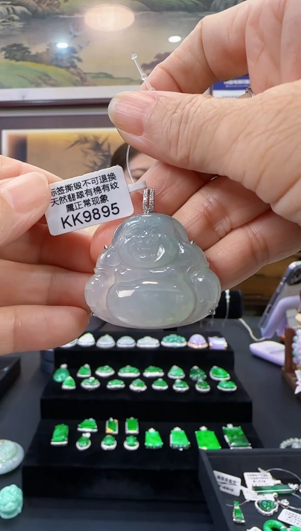 颈饰18K金镶嵌翡翠KK9895佛公
