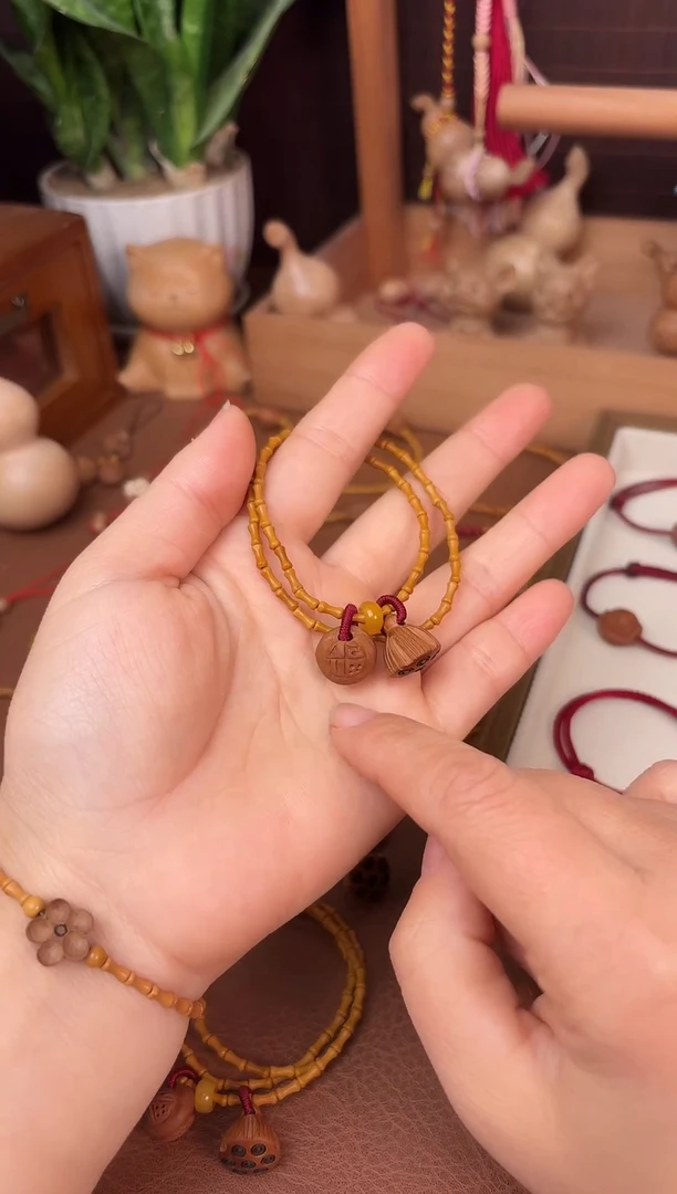 手串桃核双圈好运莲莲竹节跑环