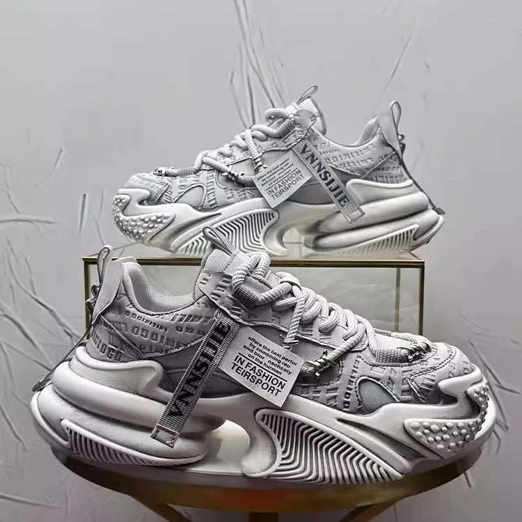 okkdey厚底老爹鞋男款秋季网面时尚百搭休闲鞋增高透气男增高鞋