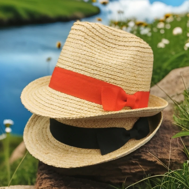 帽语®️春夏秋 男女欧美英伦高端拉菲草侧卷边爵士帽草帽HSSS00068