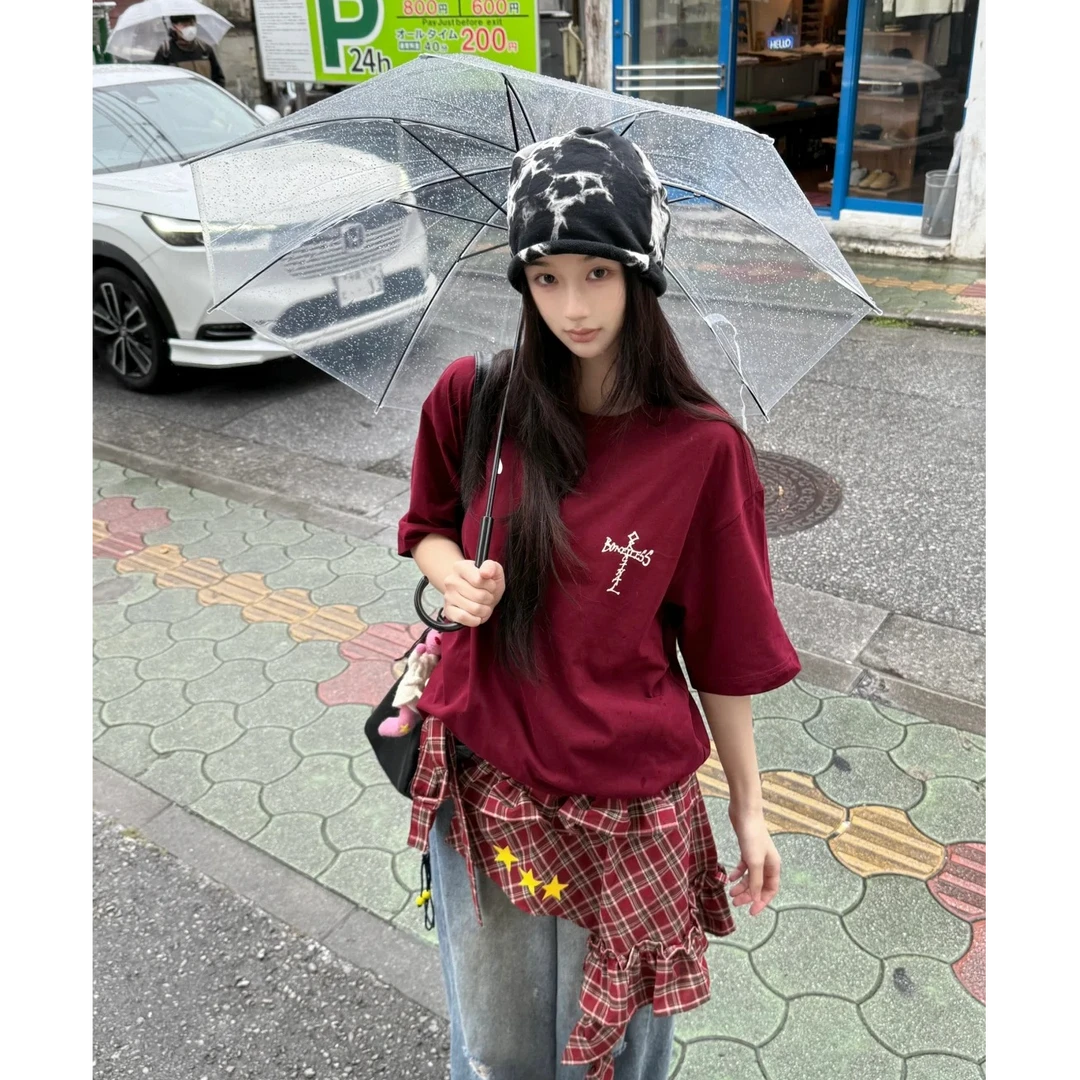 夏季新款短袖圆领印花字母创意T恤设计感宽松休闲ins复古小众百搭