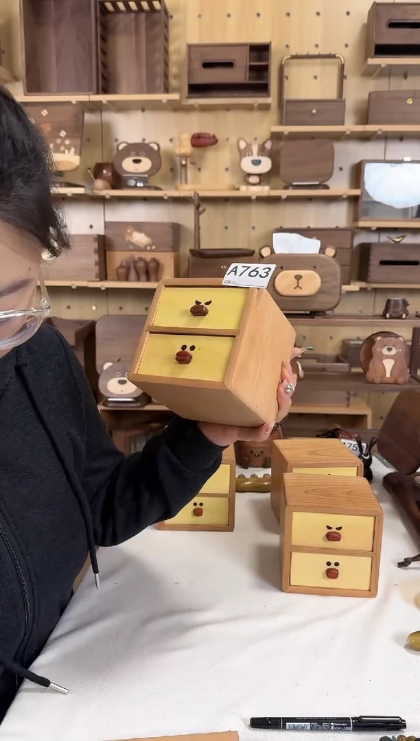 木763樱桃木双层小号鸭子抽屉