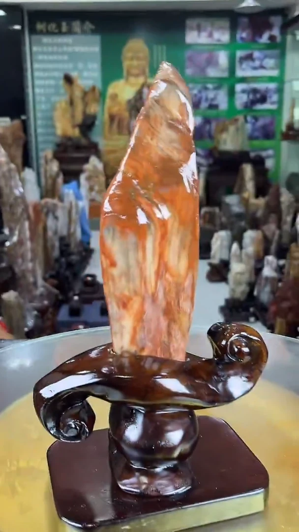 缅甸天然树化玉摆件