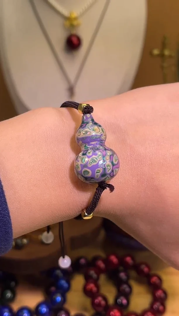 榕城大漆紫色葫芦珠手链