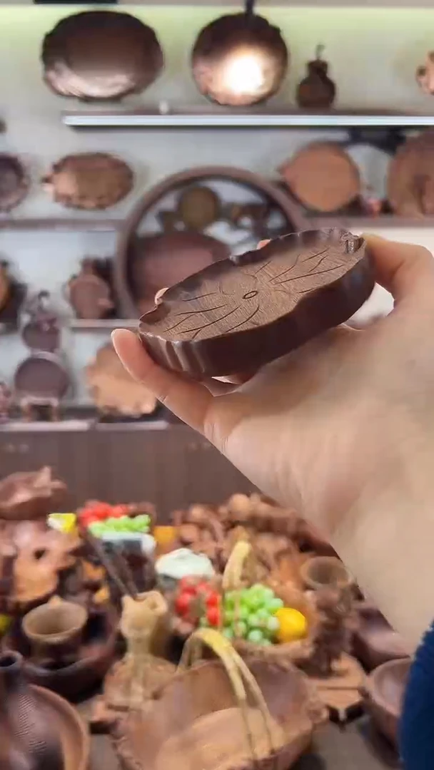 乌木类木雕款荷叶杯垫