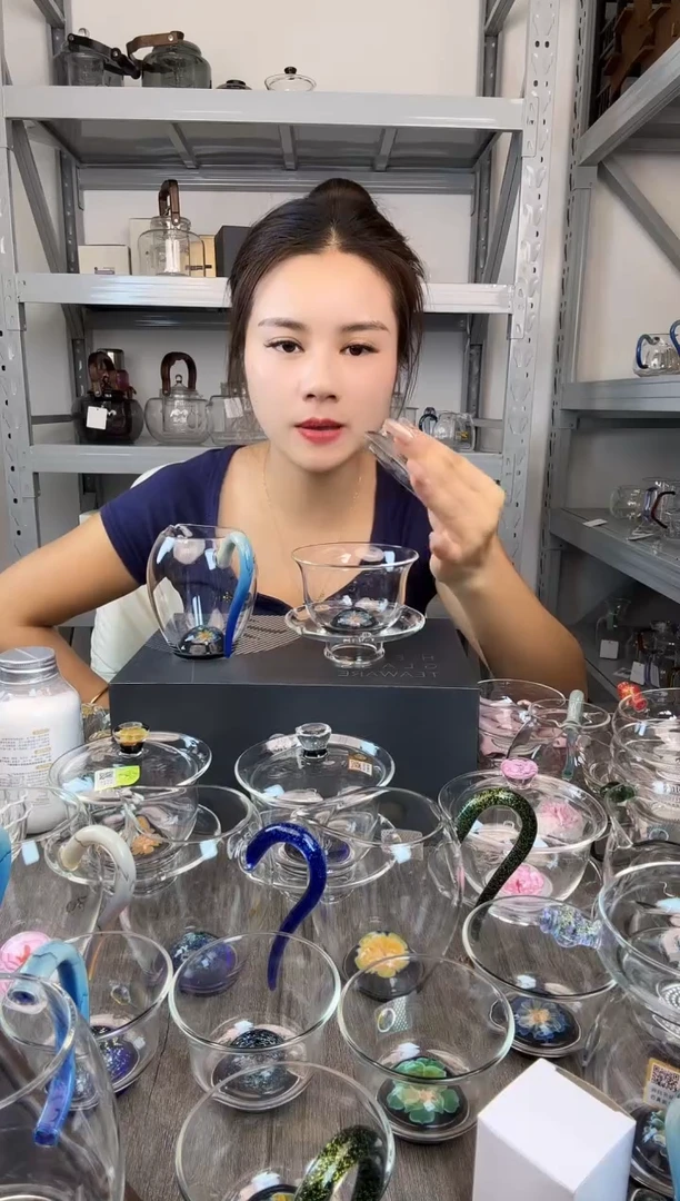 水晶玻璃无盖款ꩵ****꧉禾器 菡韵盖碗 兰花 普通盒