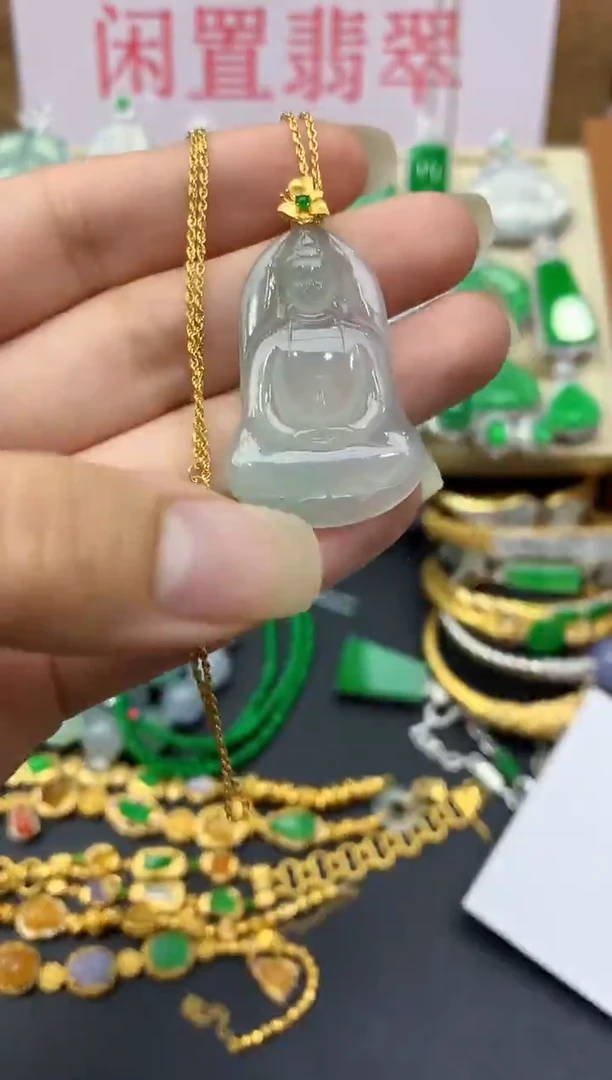 颈饰18K金镶嵌翡翠191-中国好珍宝