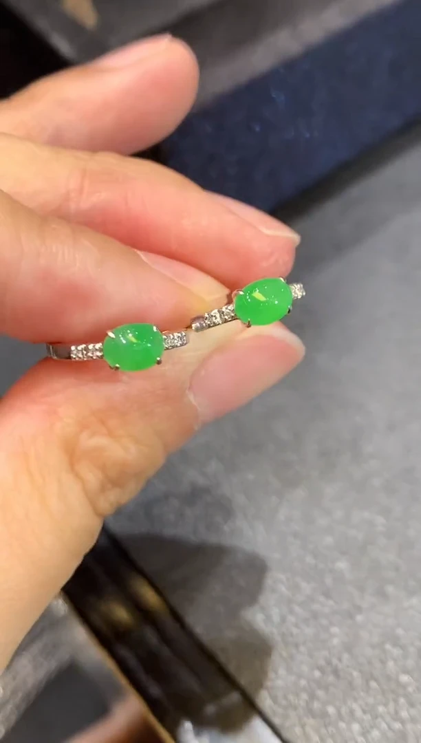 翡翠18K金镶嵌耳饰JH多样性发其一