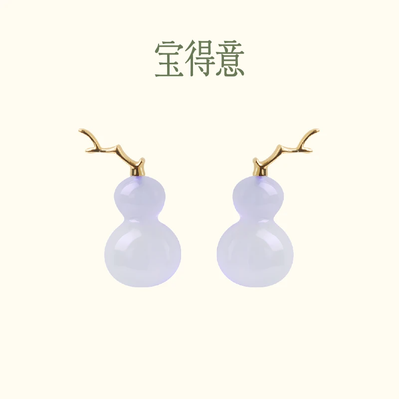 宝得意 铜合金耳饰 枝桠蔓生蓝色枝桠正葫芦耳钉时尚饰品