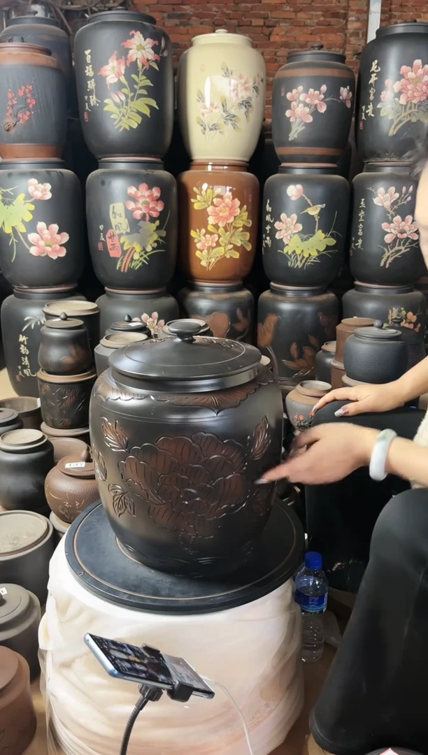 【闪购商品】壶完品小茶缸 牡丹花 高35cm