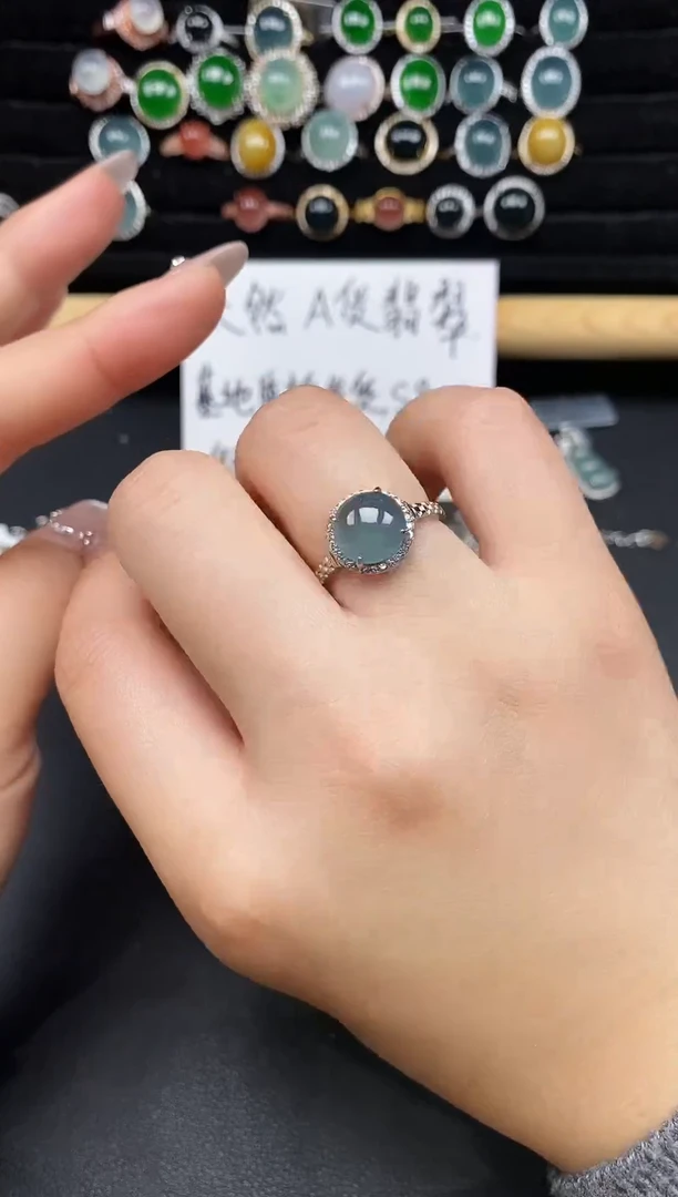 银S925镶嵌戒指翡翠53863