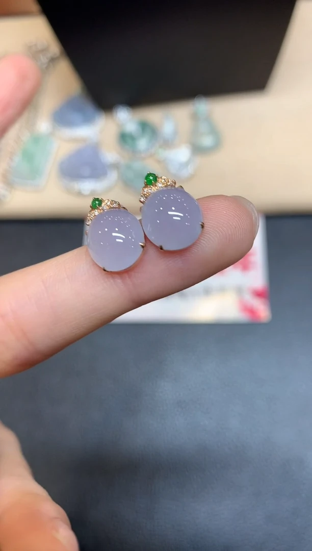 【闪购商品】翡翠耳饰18K金镶嵌【无服务费